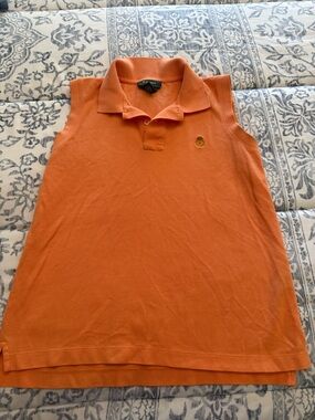 Ralph Lauren Orange Sleeveless Polo Top with Embroidered Logo